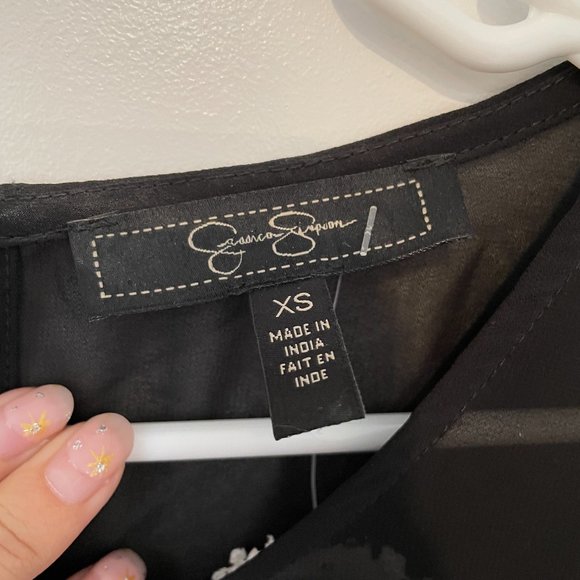 Jessica Simpson Green Pattern Long Sleeve Chiffon Dress - Picture 4 of 4